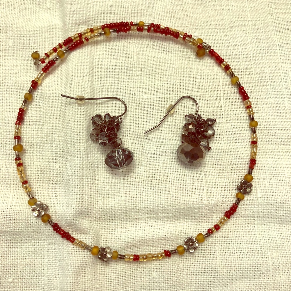 Wrap necklace with earrings